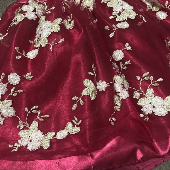 Tahari Girls Red Dress Floral Gown Christmas Formal size 5 - Picture 3 of 5